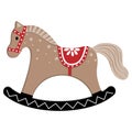 An icon with the image of a children's wooden toy rocking horse. Vector isolated cartoon-style illustration. Royalty Free Stock Photo