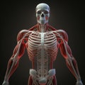 Icon image of human transparent upper body with bones and muscle generative AI