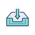 Color illustration icon for Inbox, arrow and storage