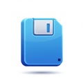 Icon of a 3.5-inch floppy disk, featuring a blue body with a silver metallic shutter. It\'s Royalty Free Stock Photo