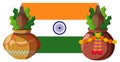 An icon of Indian flag with holy object