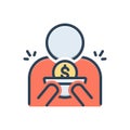 Color illustration icon for Indigent, beggarly and penniless Royalty Free Stock Photo