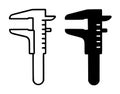 Icon for industry, vernier caliper illustration, outline and silhouette versions Royalty Free Stock Photo