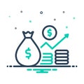 Mix icon for Inflation, money bag and investment