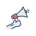 Color illustration icon for inform, megaphone and sound