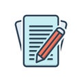 Color illustration icon for Inscribe, write and compose Royalty Free Stock Photo