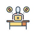 Color illustration icon for Insist, work and desk