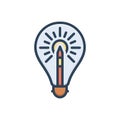 Color illustration icon for Inspired, inspirit and bulb Royalty Free Stock Photo