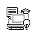 Black line icon for Instructional, informational and pen