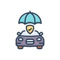 Color illustration icon for Insured, guaranteed and insurance