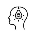 Black line icon for Intellectual, mental and cerebral