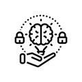 Black line icon for Intellectual Property, intellectual and security Royalty Free Stock Photo
