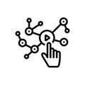 Black line icon for Interactive, influencing and technology Royalty Free Stock Photo