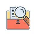 Color illustration icon for Interim, antrim and magnify