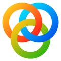 Icon with 3 interlocking circles. rings. Abstract symbol for con Royalty Free Stock Photo