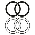 Icon interlocking circles. Unity simplicity symbol. Elegance in design. Vector illustration. EPS 10.