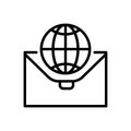 Black line icon for International, Businees and global