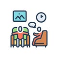 Color illustration icon for Interview, client and employee Royalty Free Stock Photo