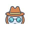 Color illustration icon for Investigator, searcher and mystery