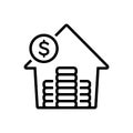 Black line icon for Investment, parsimony and currency Royalty Free Stock Photo
