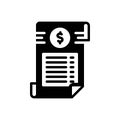 Black solid icon for Invoice, waybill and sale