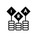 Black solid icon for Ira, advantage and benefit