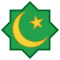 Icon islam ramadan, moon silhouette mosque, muslim prayer logo kaaba