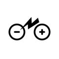 Icon isolated city electric bike. Trekking e-bike symbol line silhouette with electricity flash lighting thunderbolt sign. Royalty Free Stock Photo