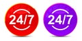 24/7 icon glossy round buttons illustration Royalty Free Stock Photo