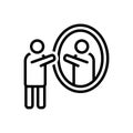 Black line icon for Itself, ourselves and mirror Royalty Free Stock Photo