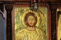 Icon of Jesus Christ handcrafted and covered with gold Royalty Free Stock Photo