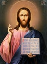 Icon of Jesus Christ with Open Bible Royalty Free Stock Photo