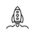 Black line icon for Jet Pack, interface and rocket