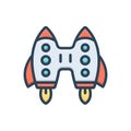 Color illustration icon for Jet Pack, interface and rocket