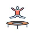 Color illustration icon for Jumping, spurt and kid