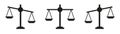 Icon of justice. Scale and balance for law. Integrity for judge. Symbol of legal or litigation. Simple black logos for lawyer,