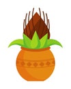 icon kalash with coconut and mango leaf Royalty Free Stock Photo