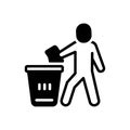 Black solid icon for Keeps, trash and drop Royalty Free Stock Photo
