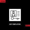 Icon key employee. Glyph, flat or filled vector icon symbol sign collection Royalty Free Stock Photo