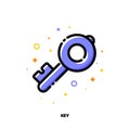 Icon of key which symbolizes strong password or keywords for SEO concept. Flat filled outline style. Pixel perfect 64x64