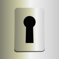 Icon with keyhole, blank button template realistic metal texture, for users interfaces, applications and apps, EPS 10