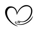 Icon of kindness and charity, Hand and heart. hand hug heart symbol Valentines day or love. Hand drawn graphic