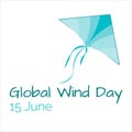 Icon of kite, eco technology, green energy, 15 June Global Wind Day