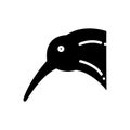 Black line icon for Kiwi, bird and face