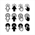 Set of Hand Cursor icons click and Cursor icons click. Isolated on White background Mouse click set. Hand . Mouse pointer Royalty Free Stock Photo