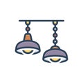 Color illustration icon for Lamps, light and pendant