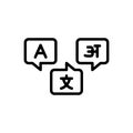 Black line icon for Language, speech and mother tongue