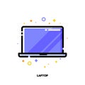 Icon of laptop computer with big display with purple screen Royalty Free Stock Photo
