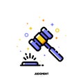 Icon of law hammer or wooden judge gavel for judgment concept