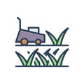 Color illustration icon for Lawn, coach grass and mower